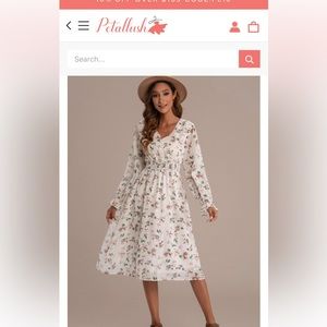 Beautiful white midis dress with flowers